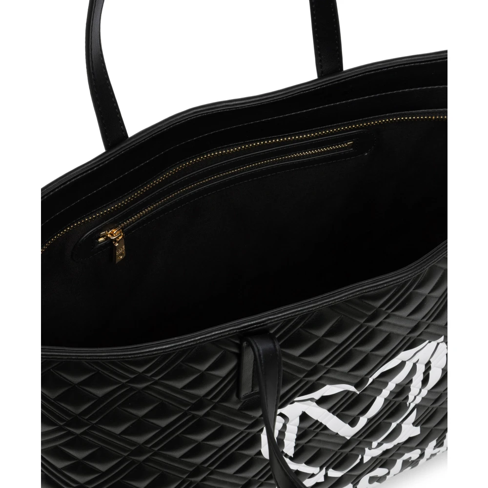 Love Moschino Multicolor Logo Tote Tas met Rits Black Dames