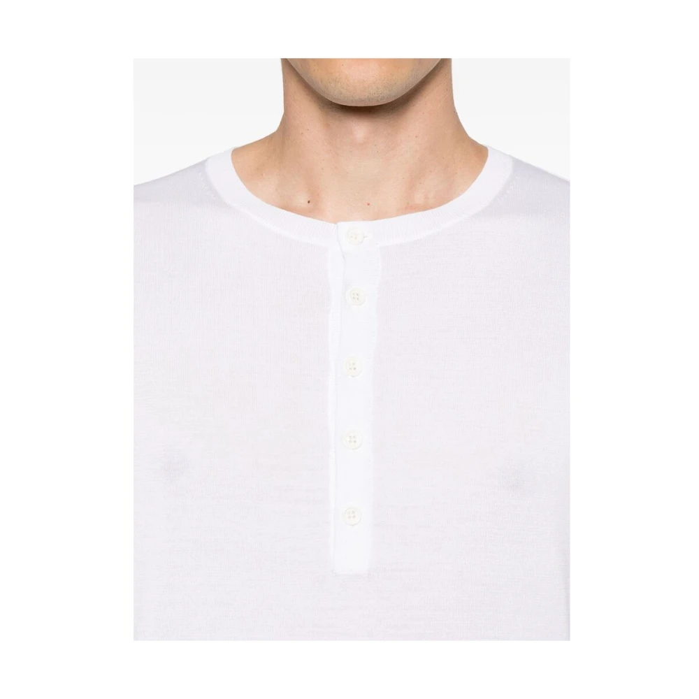 Dries Van Noten Witte Button-Up Sweater Lange Mouwen White Heren