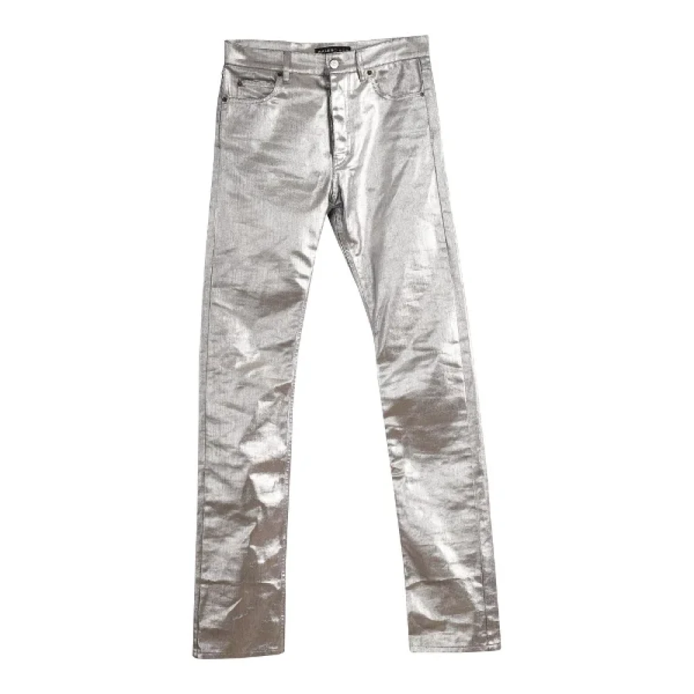 Balenciaga Vintage Metallic Katoenen Balenciaga Jeans Gray Dames