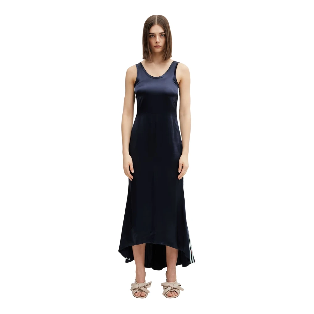 Off-White Satin Backless Midi Dress - Woman Dresses Blue It - 40 - Immagine 3