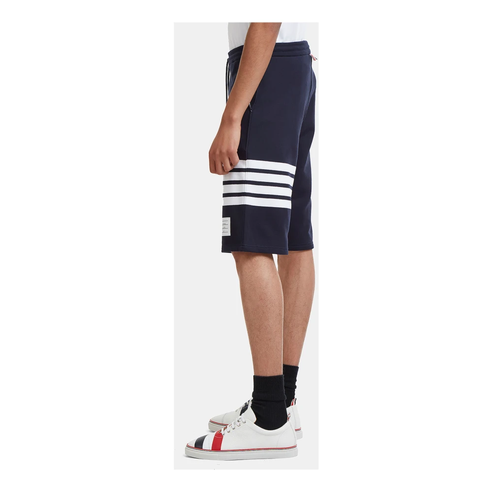 Thom Browne Jersey Sweat Shorts met Four Bar Motif Blue Heren