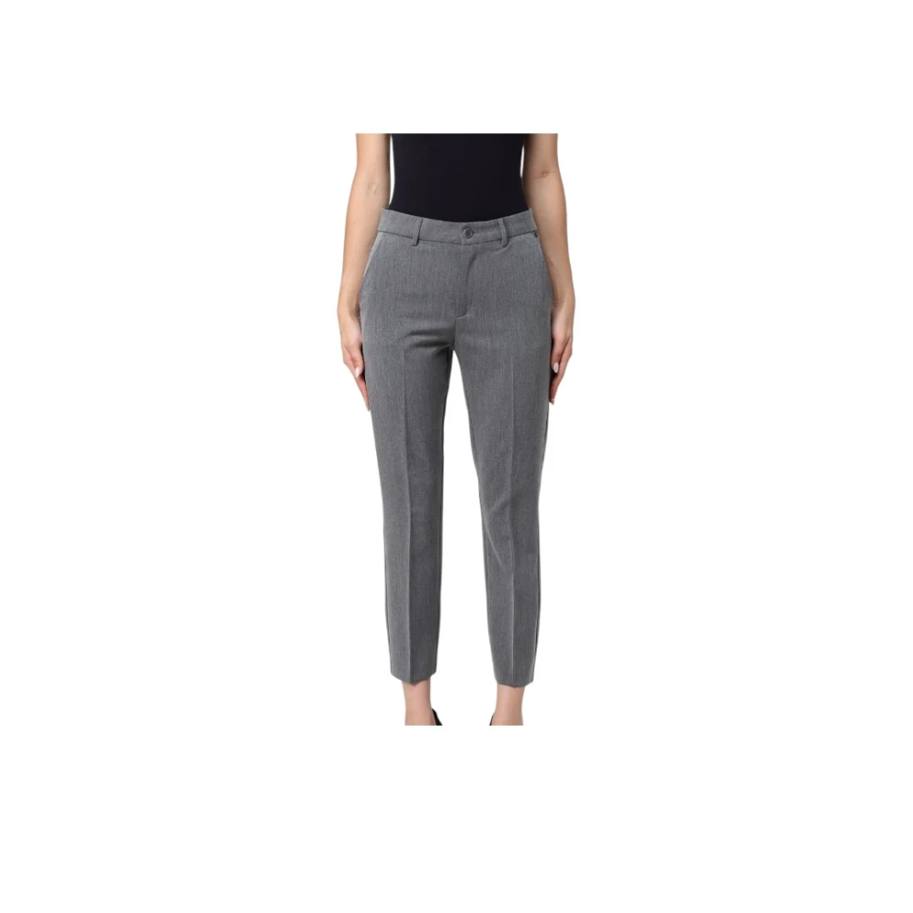 Liu Jo Women's Gray Cropped Trousers, M, Chino Slim Fit Trousers