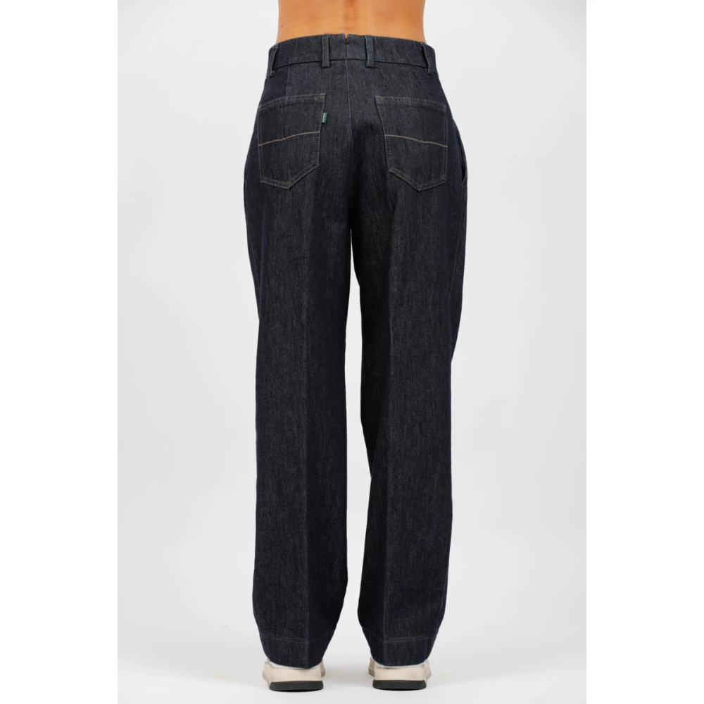 Berwich Katoenen wortel pasvorm broek Blue Dames