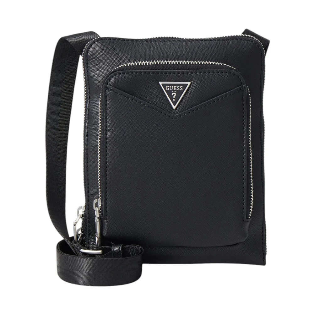 Guess Men's Black Cross Body Messenger, One Size, Siena Flat Zip