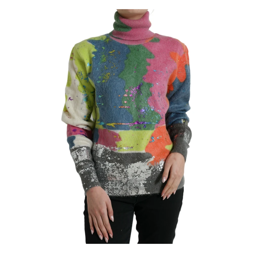 Dolce & Gabbana Gestreepte Mohair Turtleneck Pullover Sweater Multicolor Dames
