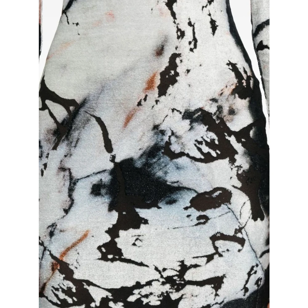 Roberto Cavalli Marmerprint Maxi Jurk Zwart Multicolor Dames