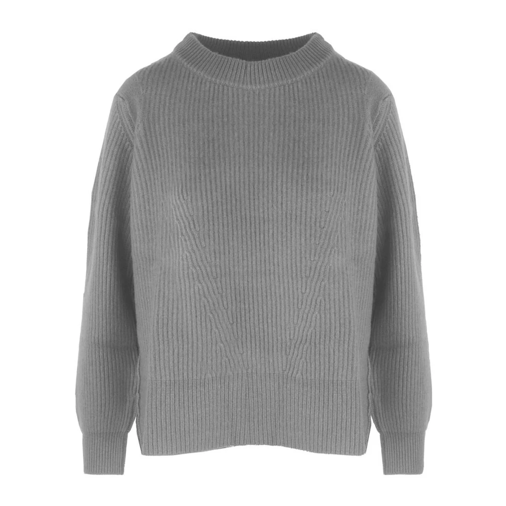 Malo Grijze Cashmere Crew-Neck Sweater met Borduurwerk Gray Dames
