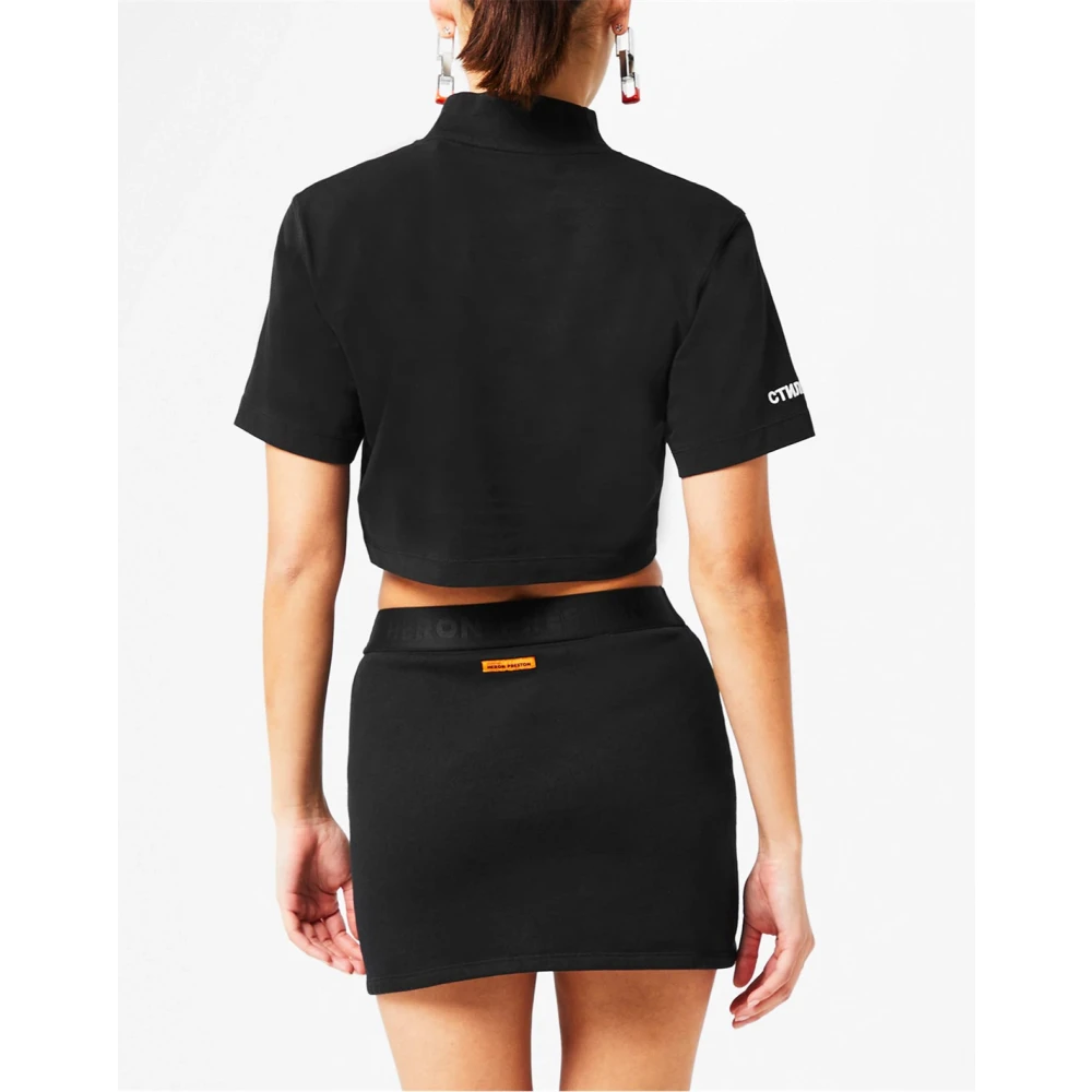 Heron Preston Logo Turtleneck Crop T-Shirt Zwart Katoen Black Dames
