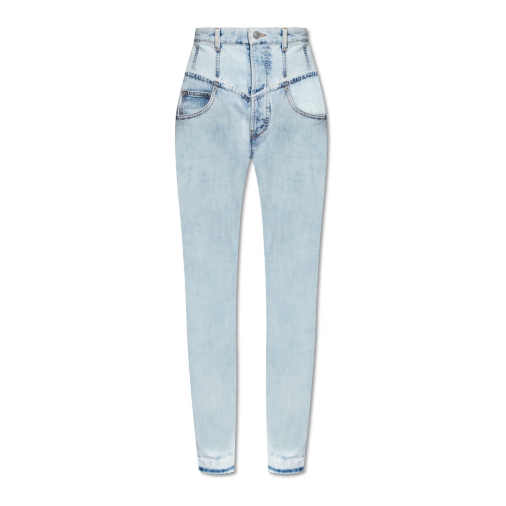 Isabel marant Frayed V-Seam Straight Leg Jeans Blue Dames