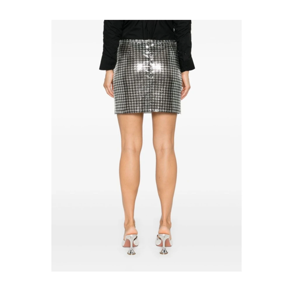 Paco Rabanne Mini Rok Zilver Zwart V306 Gray Dames