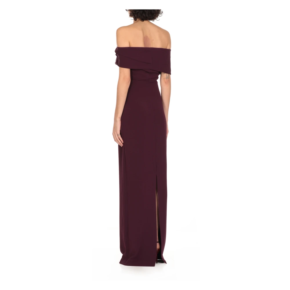 Solace London Paarse Boothalsjurk met Drape Purple Dames