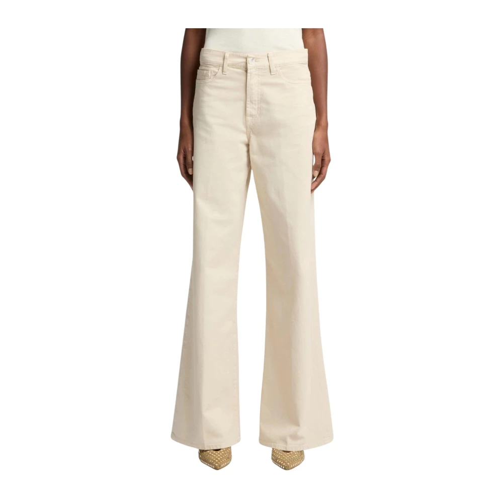 7 For All Mankind Women's Beige Wide Trousers, W27, Lotta Wide Trousers