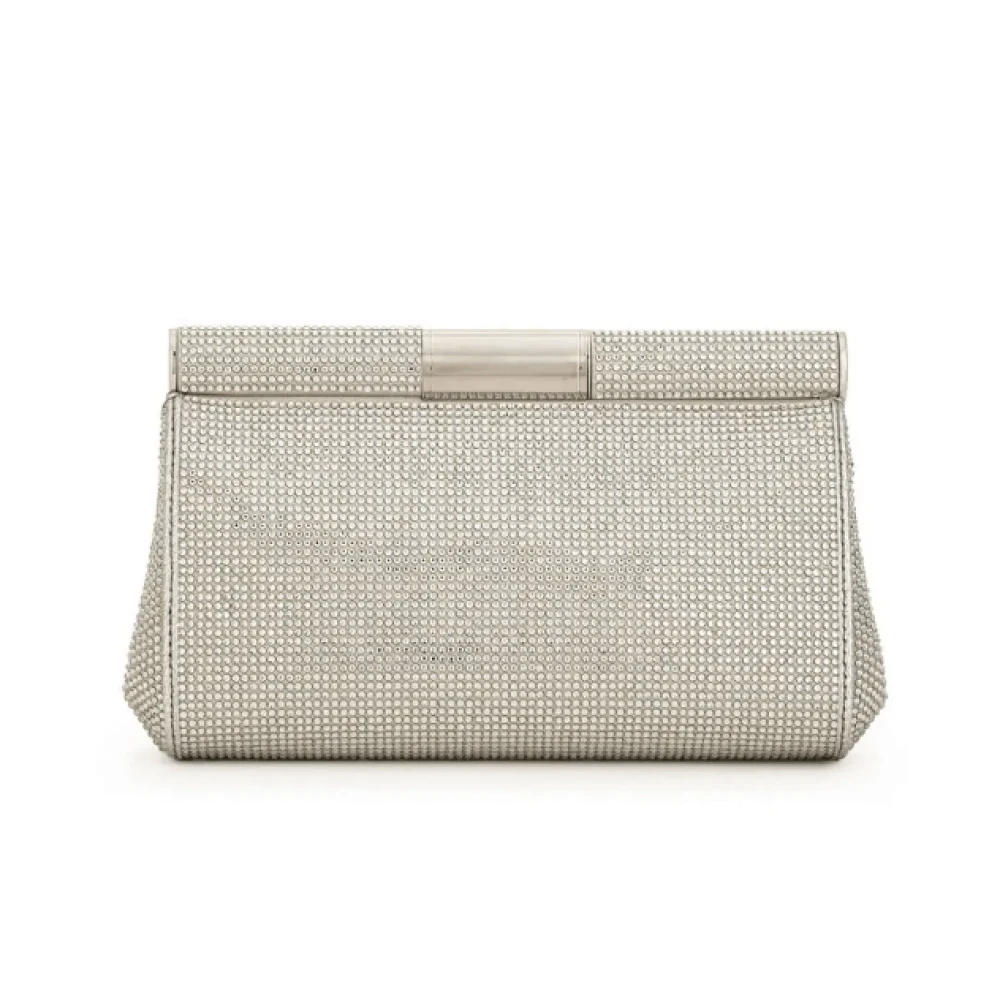 Dolce & Gabbana Rhinestone Embellished Chain-Link Satchel Gray Dames