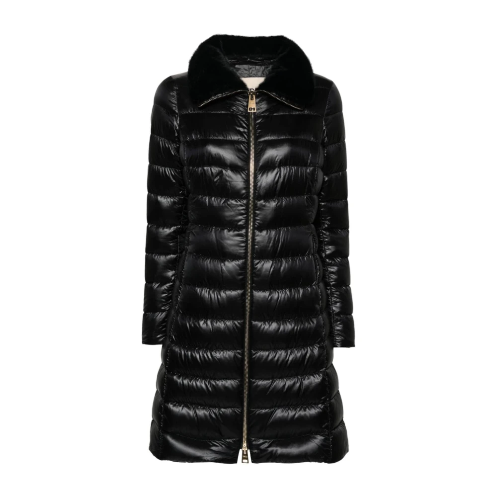 Herno Femme Noir - Veste Rembourrée Longue Avec Col En Fausse Fourrure - Manteaux - Taille: 40 Fr
