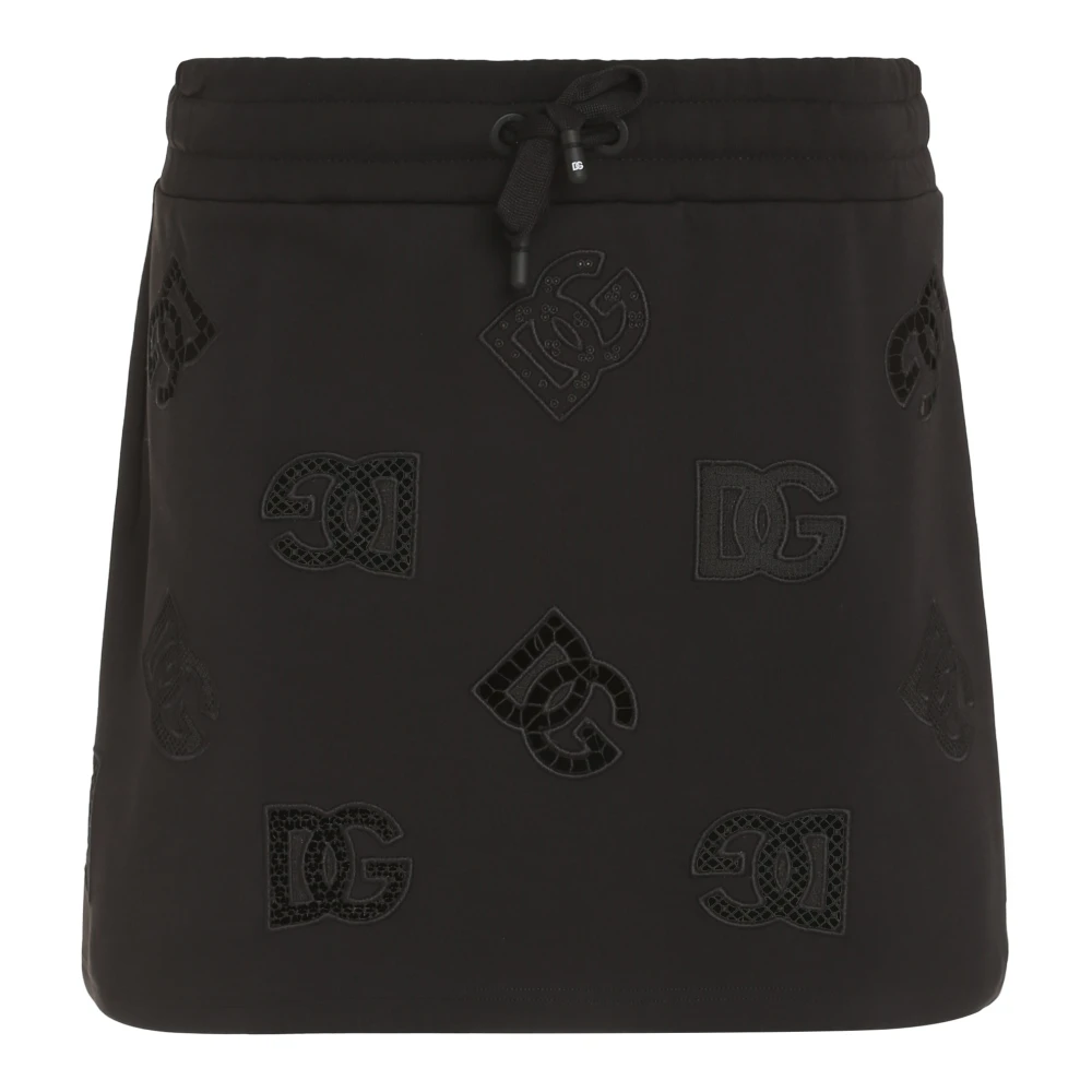 Dolce & Gabbana Geborduurde katoenen mini-rok Black Dames