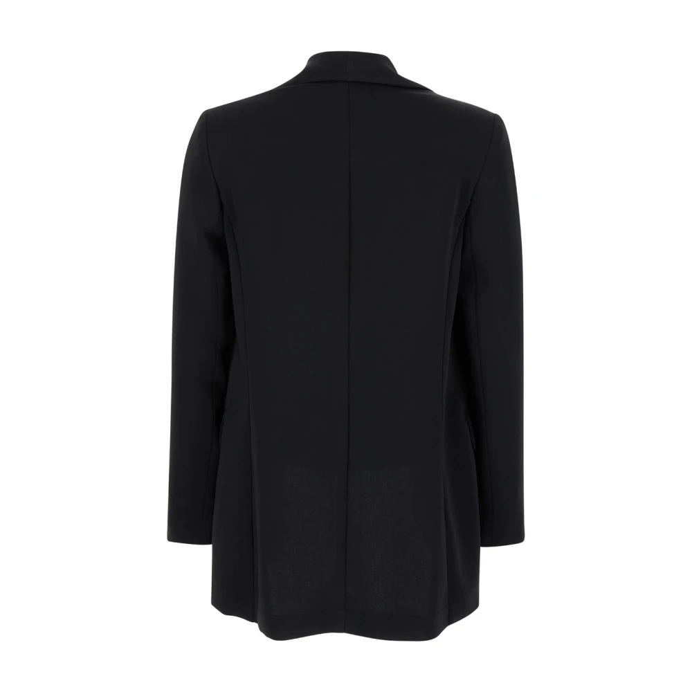 Plain Units Zwarte Open Voorkant Asymmetrische Zoom Jas Black Dames