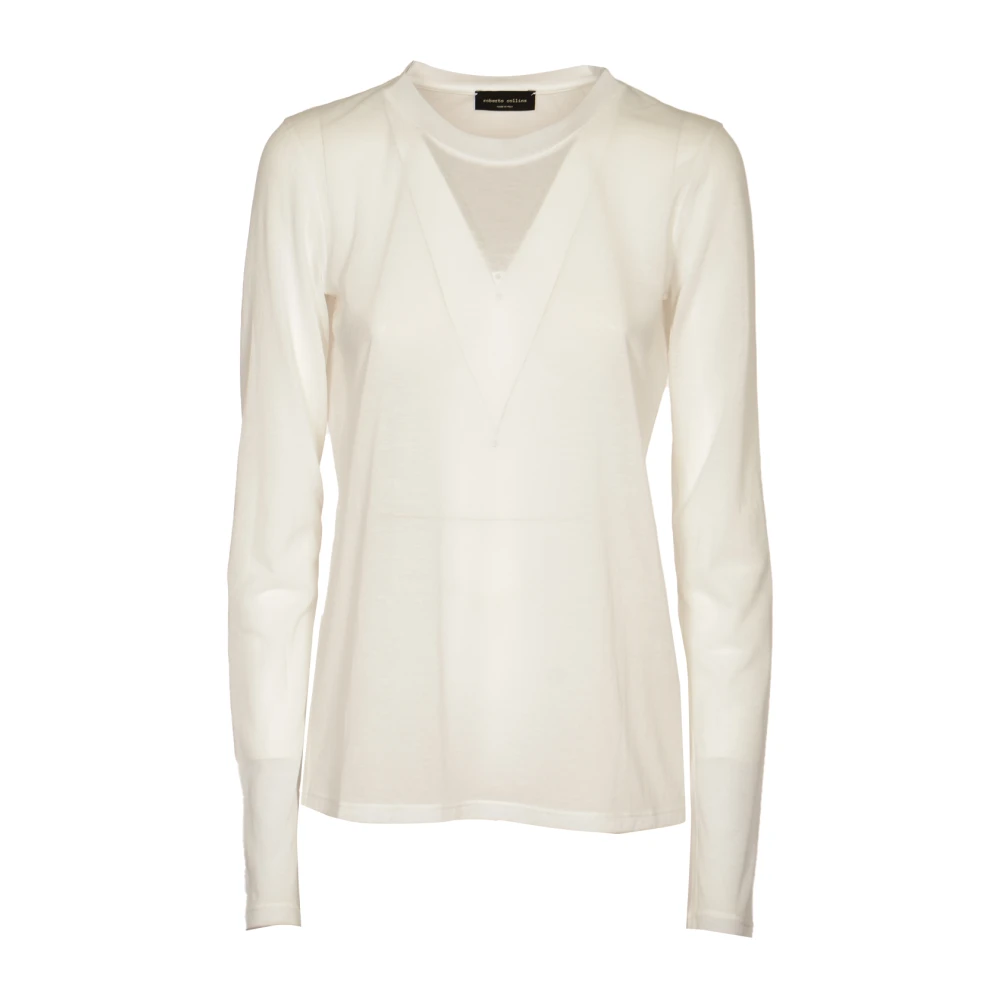 Roberto Collina Witte Sweater Girocollo ML White Dames