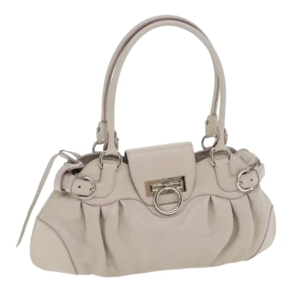 Salvatore Ferragamo Pre-owned Leather handbags Beige Dames