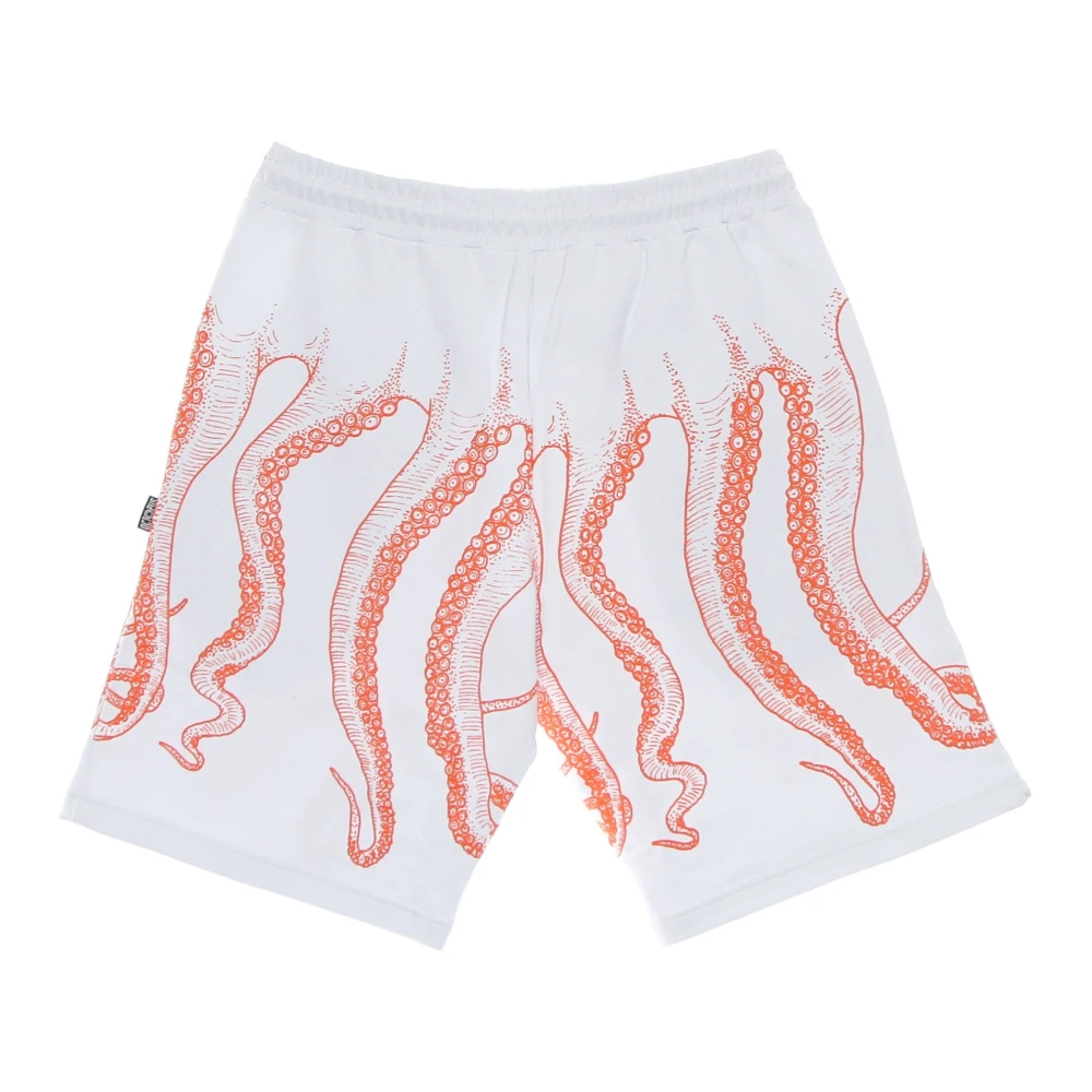 Octopus Witte Tracksuit Shorts met Tentakel Print White Heren