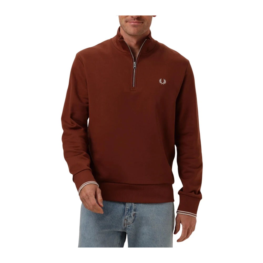 FRED PERRY Heren Truien & Vesten Half Zip Sweatshirt Roest