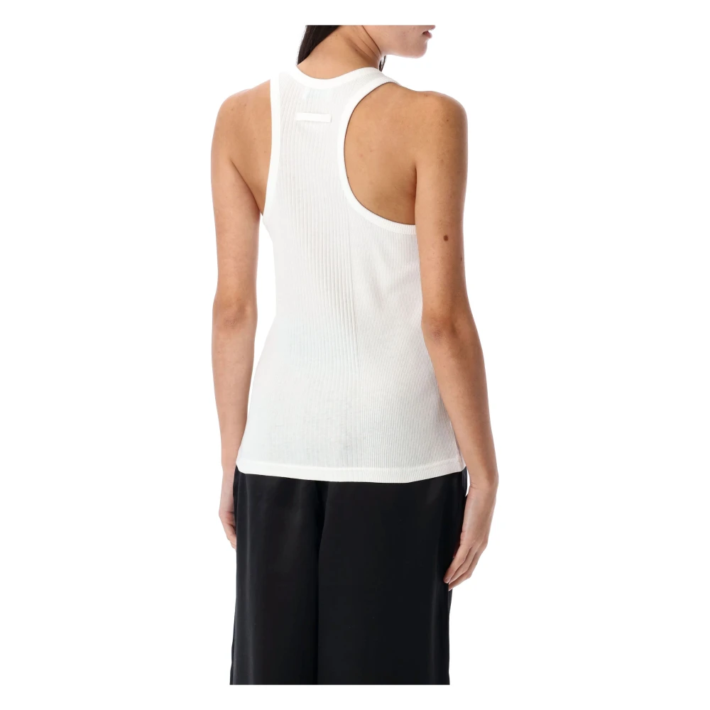 Jean Paul Gaultier Witte Geribbelde Tanktop met Gespen White Dames
