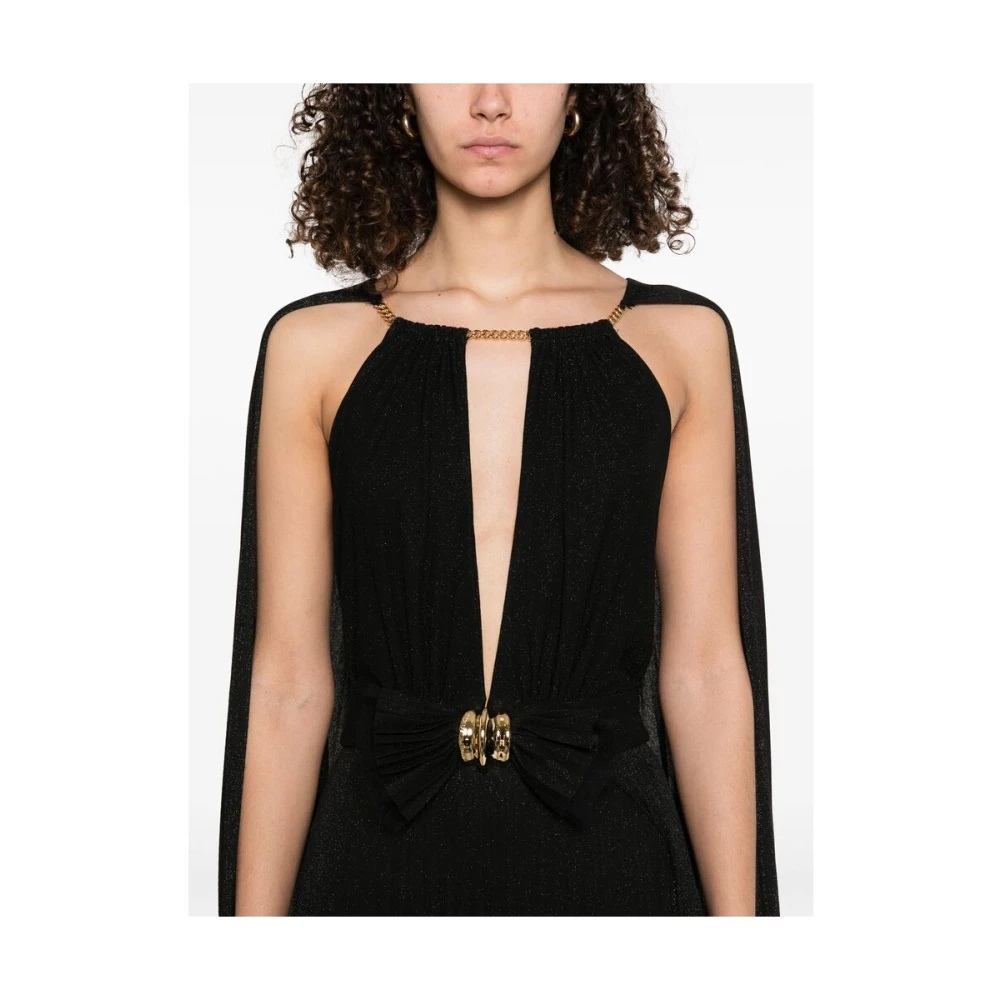 Elisabetta Franchi Zwarte Halterjurk met V-Hals Black Dames
