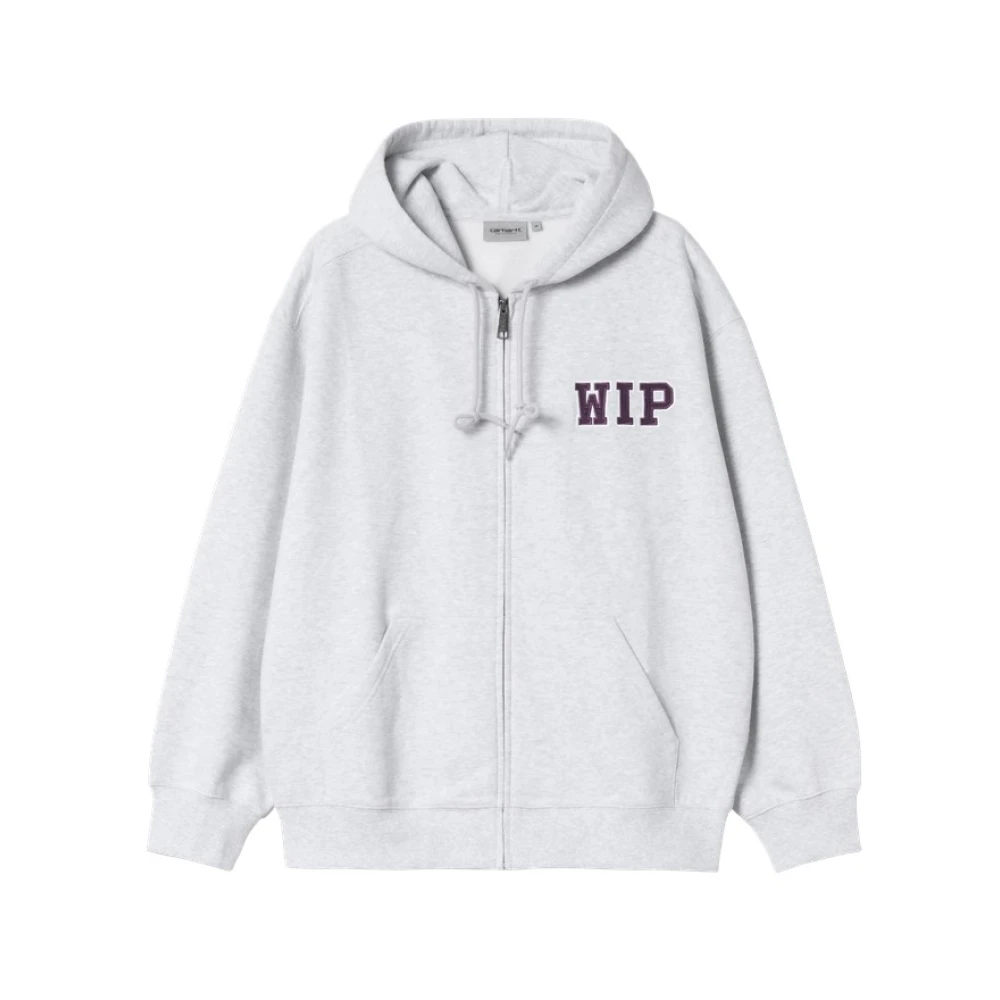 Carhartt Wip Men's Gray Zip-Throughs, Xs, Ash Heather Hooded Sweat Jacket