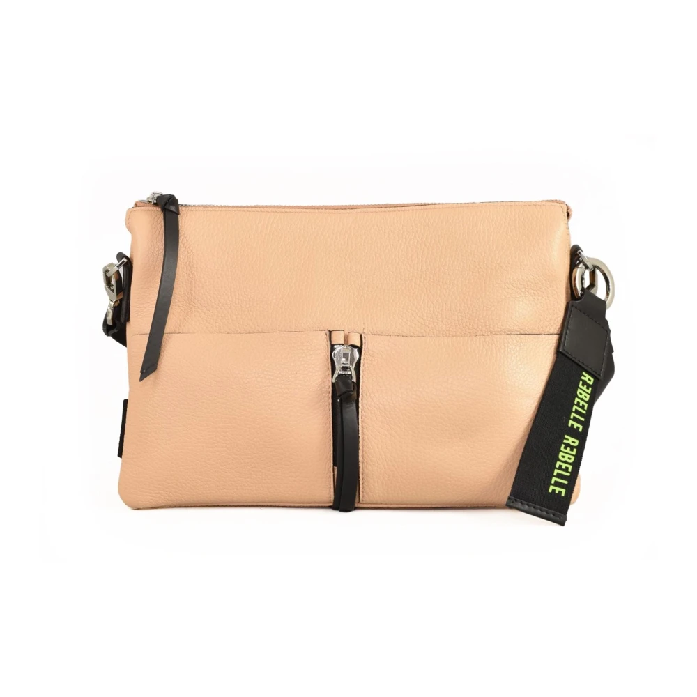 Rebelle Athena Leren Schoudertas met Compartimenten Beige Dames
