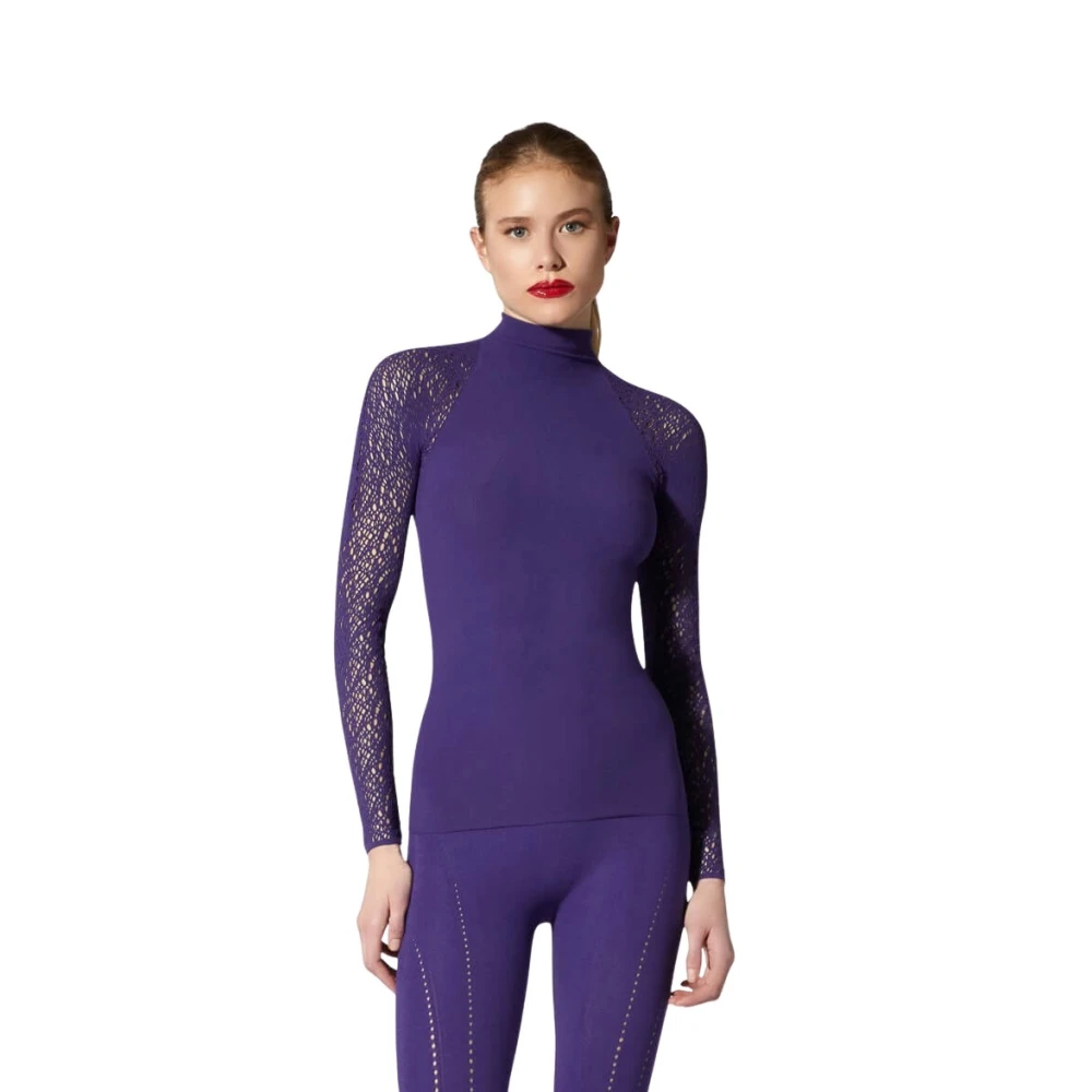 Wolford Paarse Lange Mouw Net Top Purple Dames