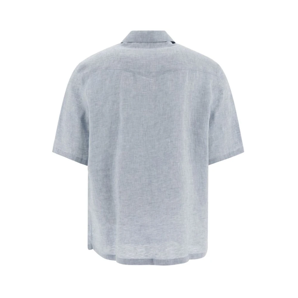 BRUNELLO CUCINELLI IJsblauw Cubaanse kraag overhemd Blue Heren