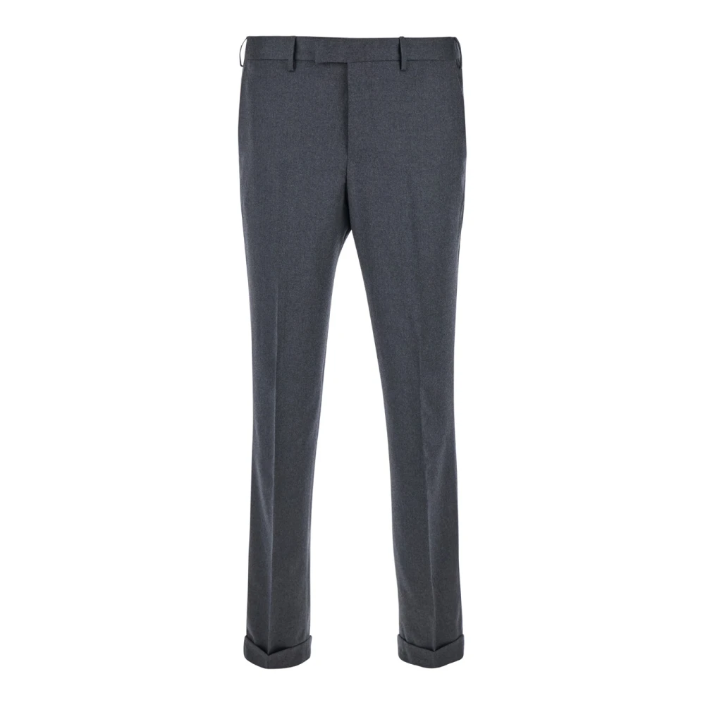 PT Torino Grijze Broek Flat Front Stretto Gray Heren