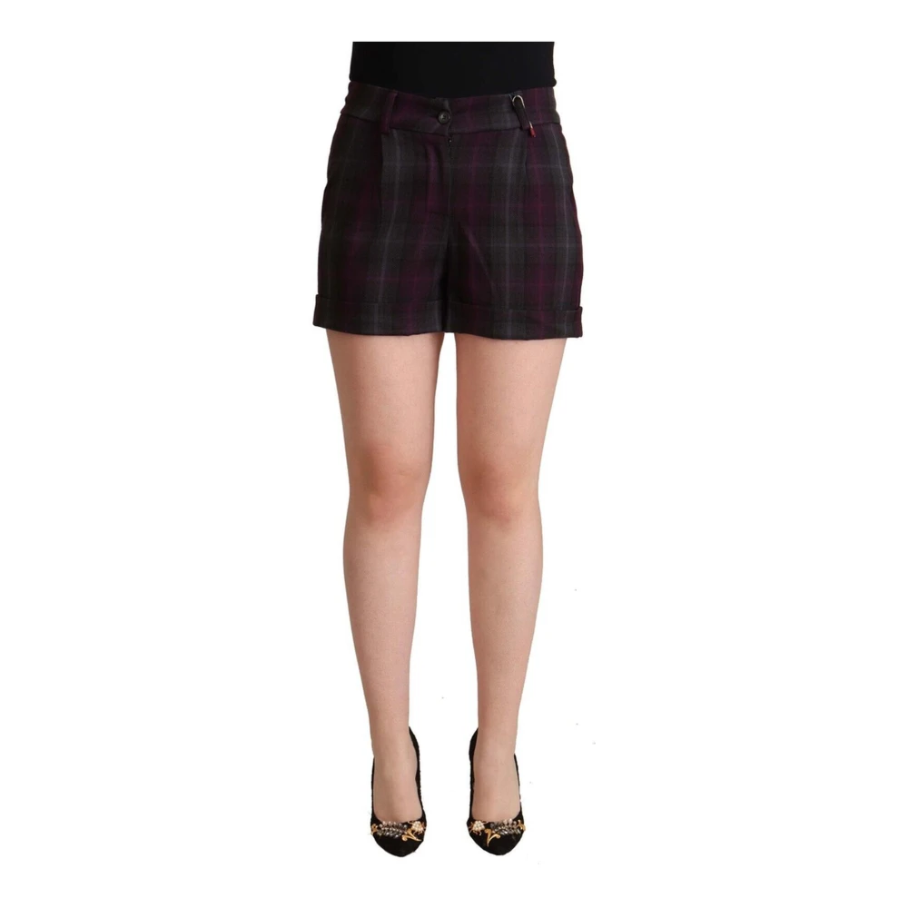 Bencivenga Women's Multicolor Checkered Shorts With Logo Details - Short Shorts - S- Shorts