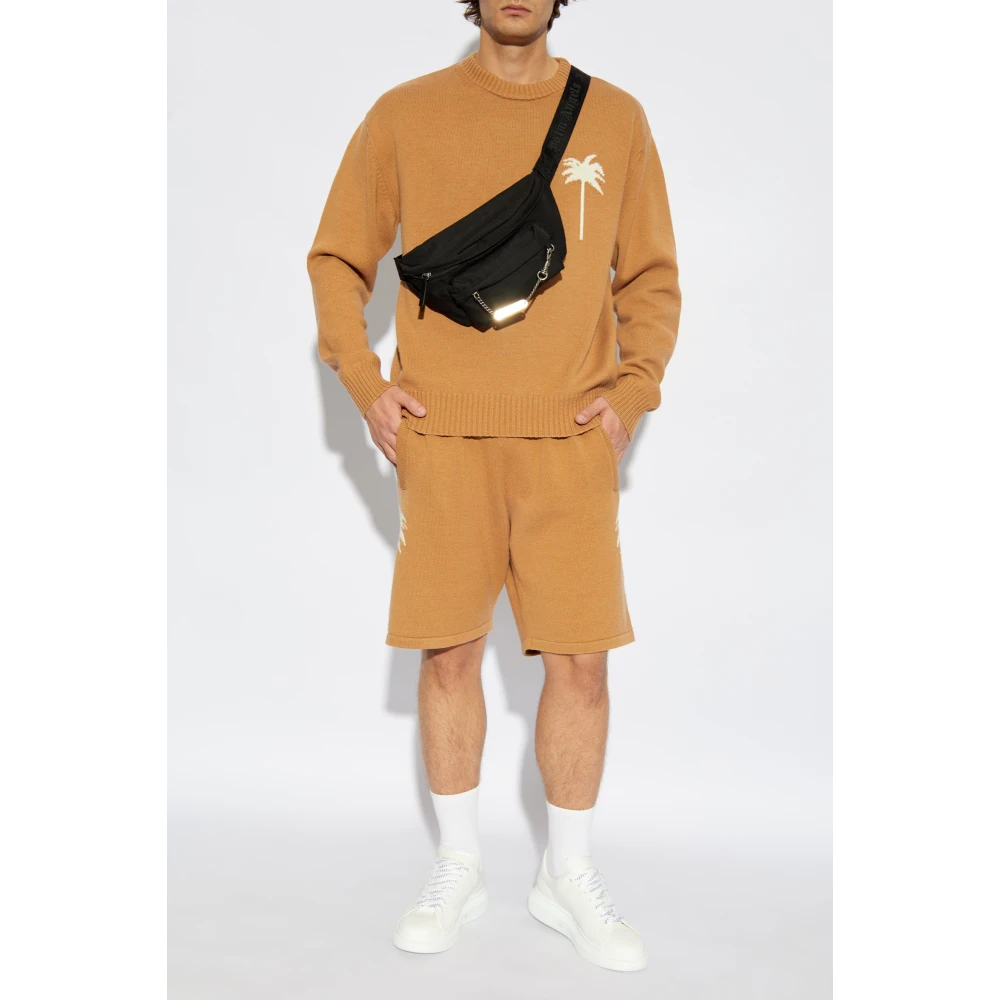Palm Angels Shorts met palm patroon Brown Heren
