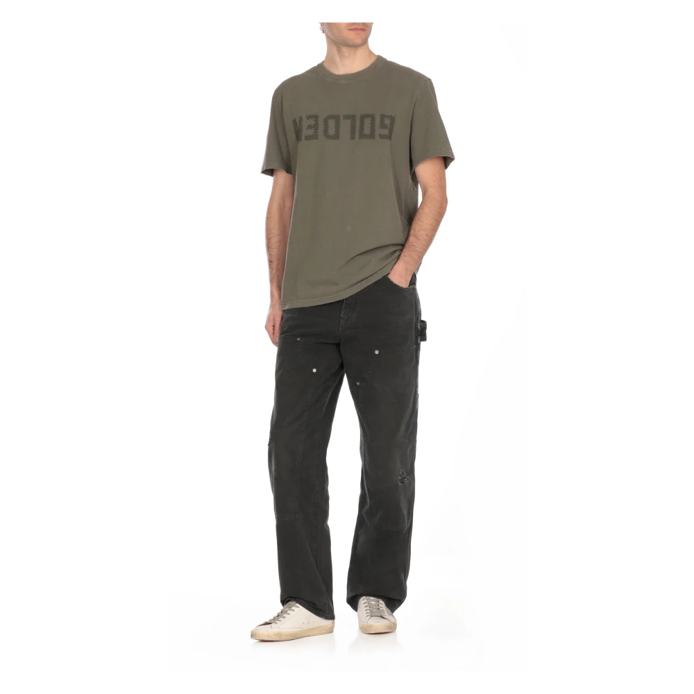 Golden Goose Zwarte katoenen jeans met sterlogo Black Heren