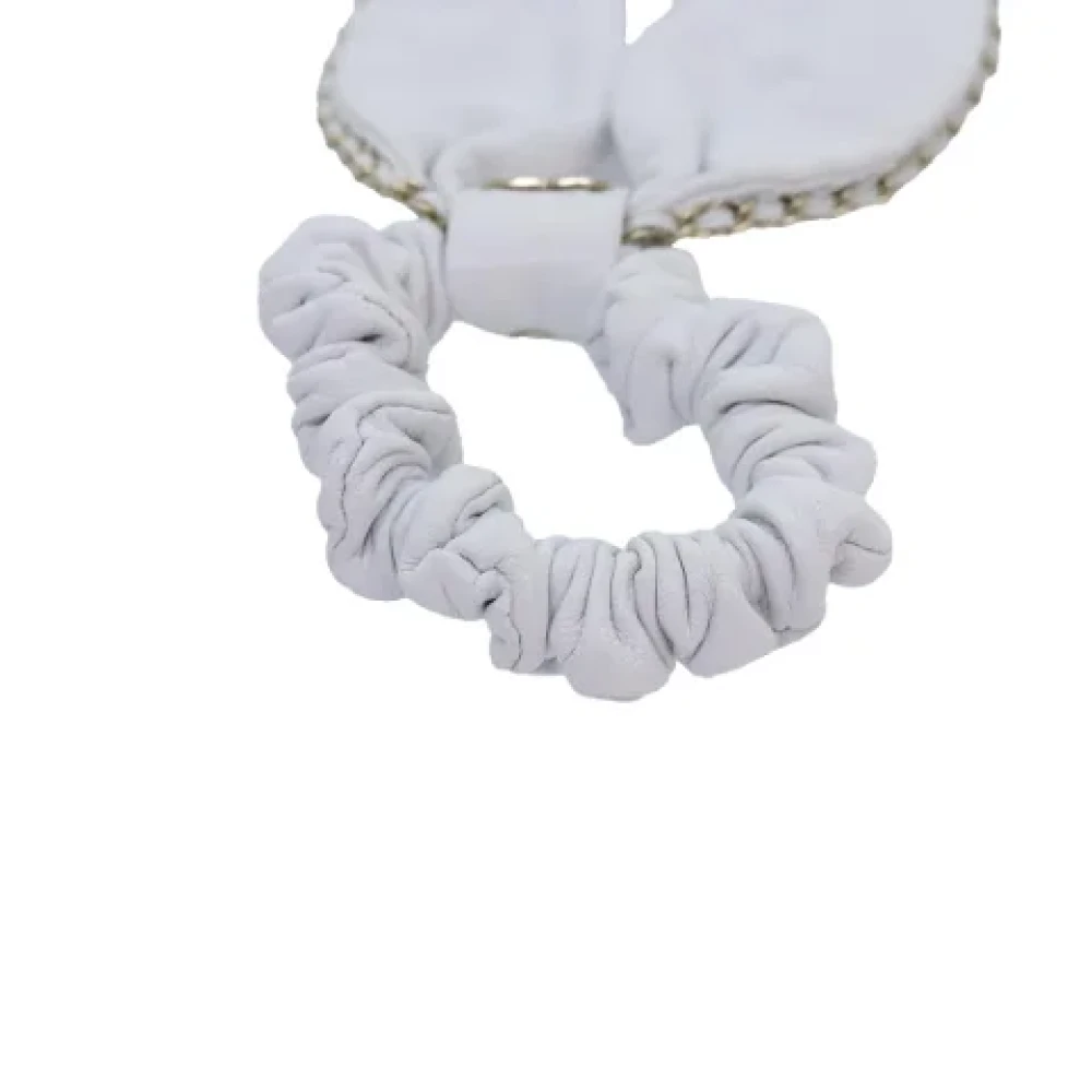 Chanel Vintage Pre-owned Leather hair-accessories White Dames