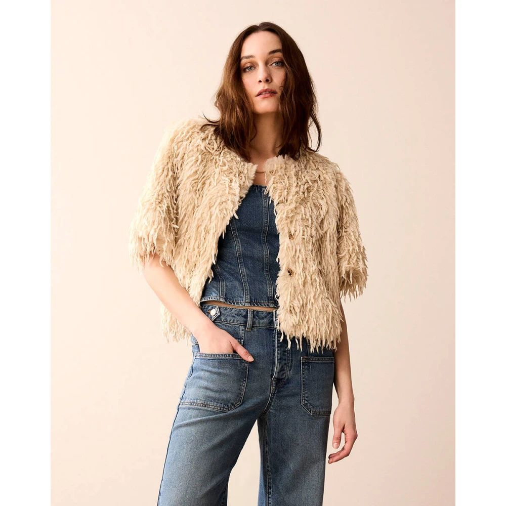 Summum Woman Kortemouwjas met nepverenbont Beige Dames