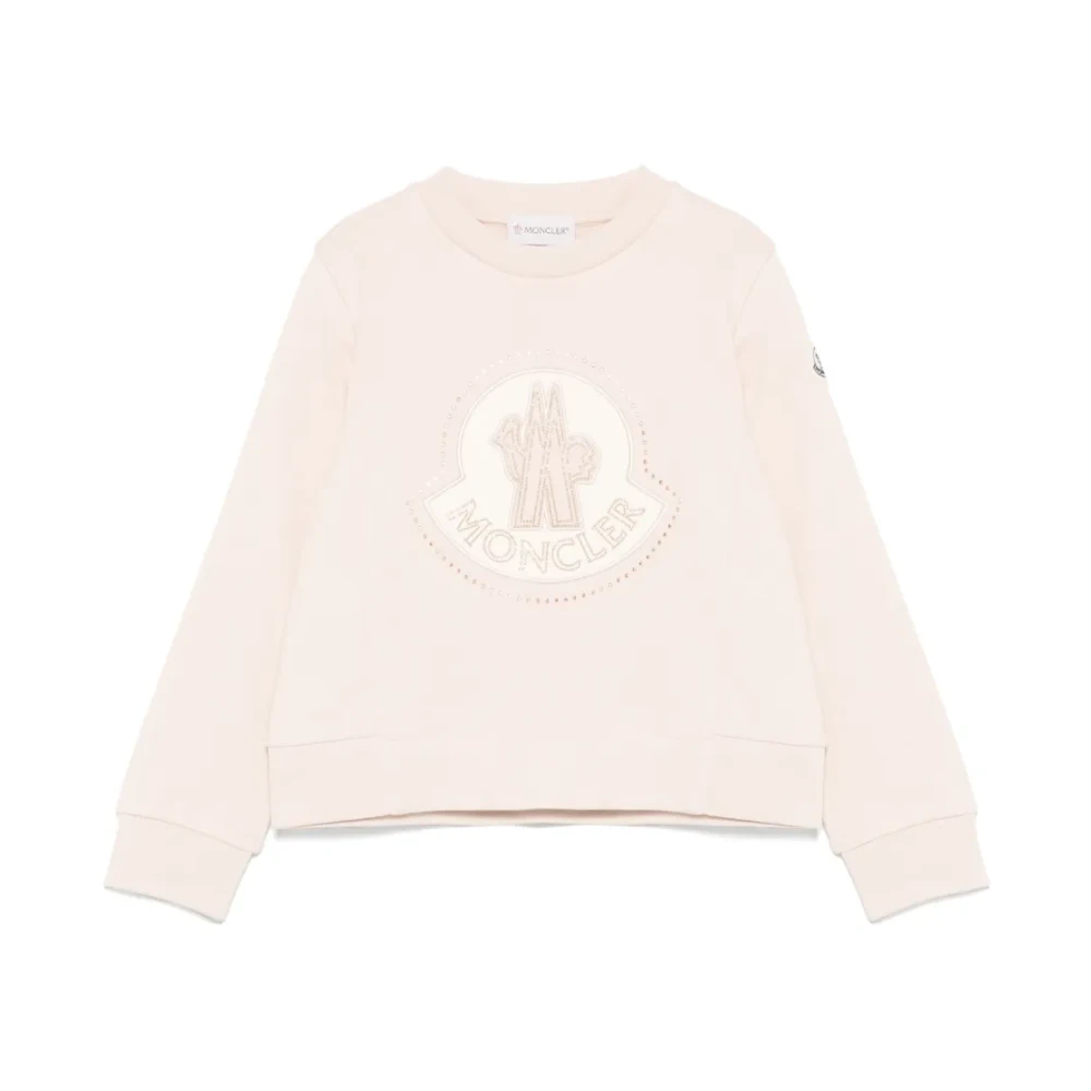 Moncler Unisex Kids Pink Kids Sweatshirts, 10 Y, Crewneck Sweatshirt With Beaded Embellishment
