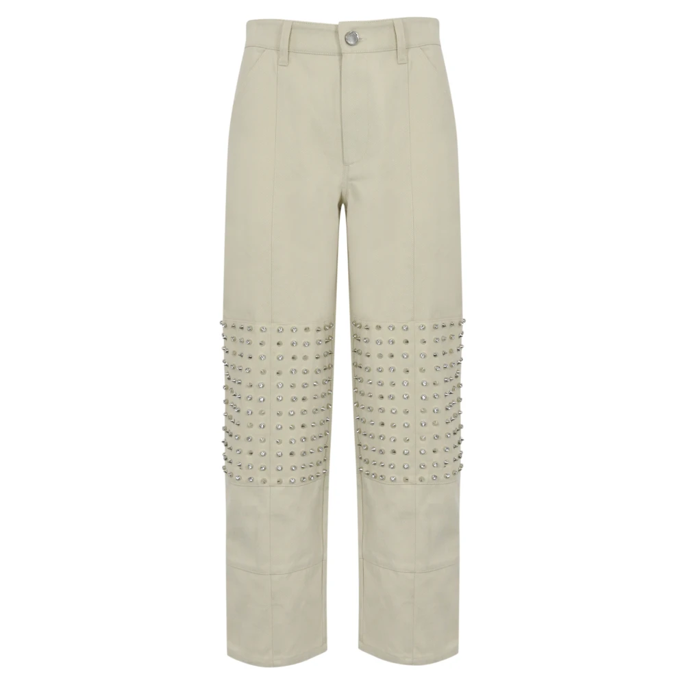Pinko Beige Katoenen Lage Taille Broek Beige Dames
