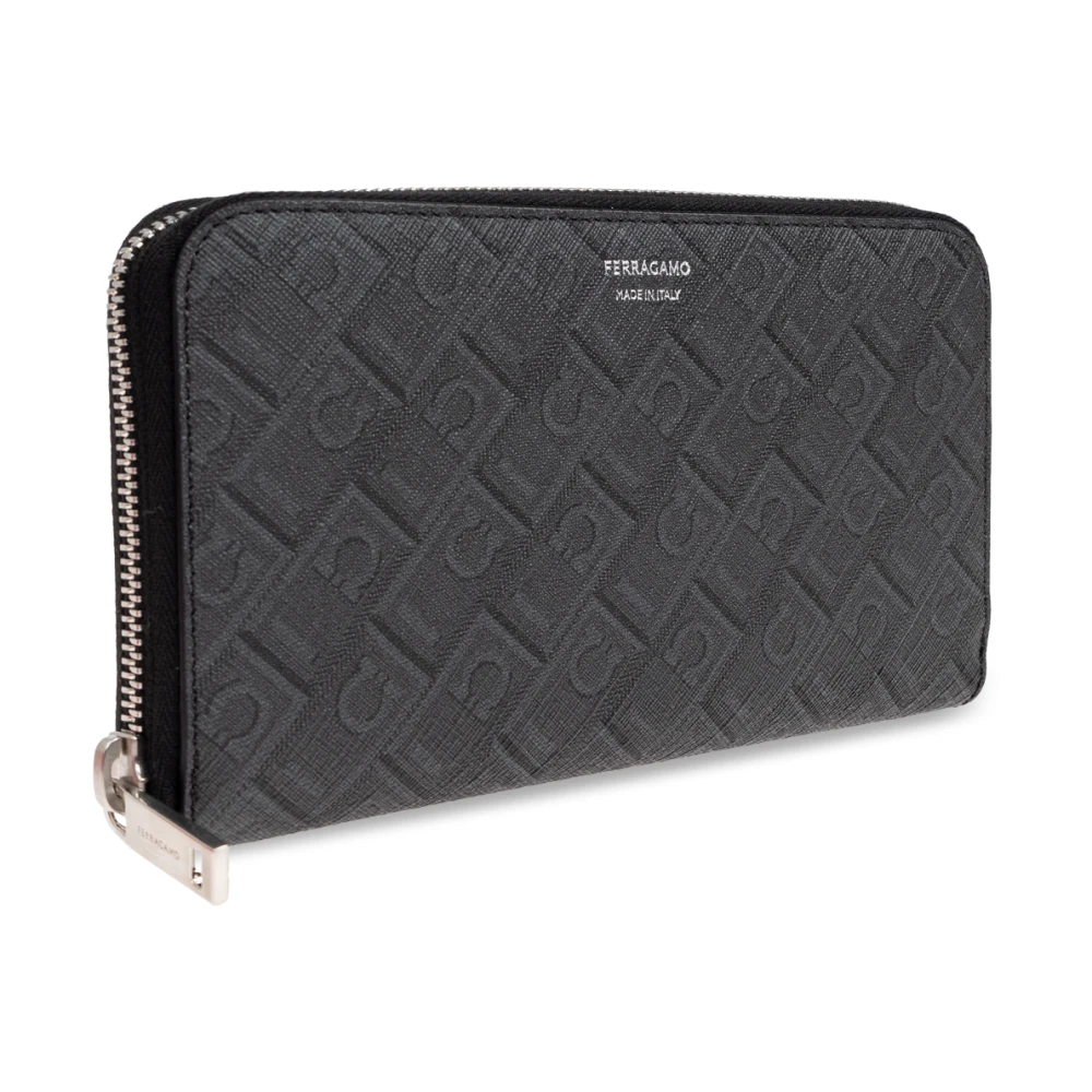 Salvatore Ferragamo Canvas portemonnee met monogram Gray Heren