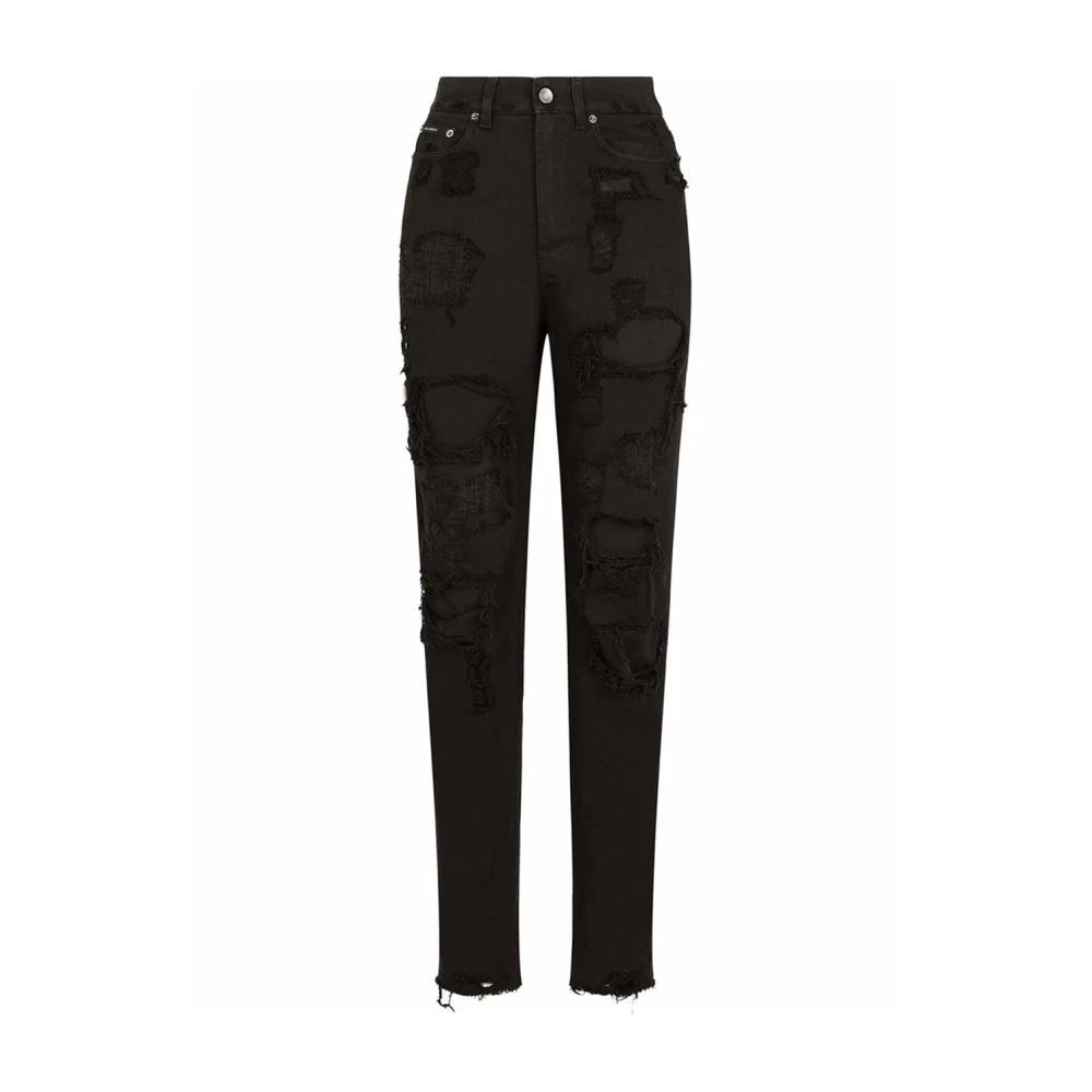 Dolce & Gabbana Women's Blue Denim Jeans With Distressed Finish 3XS