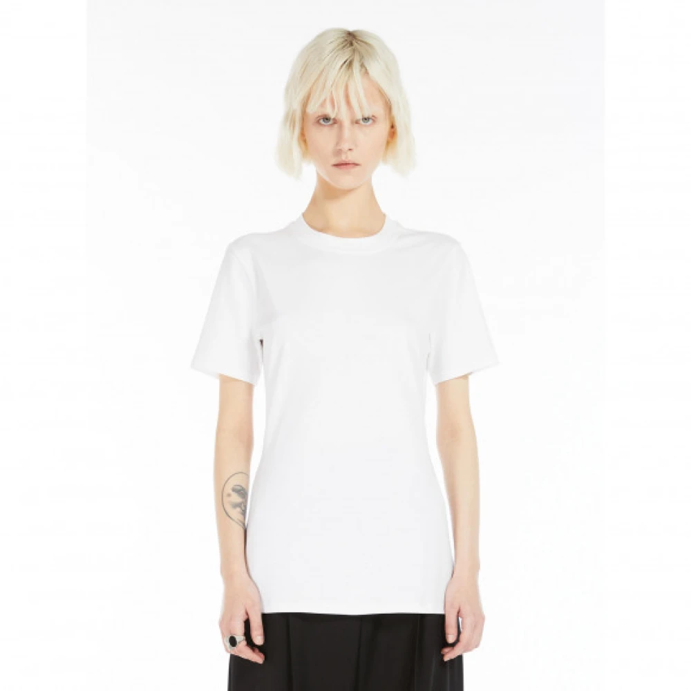 Max Mara Geribbelde crew neck jersey T-shirt White Dames