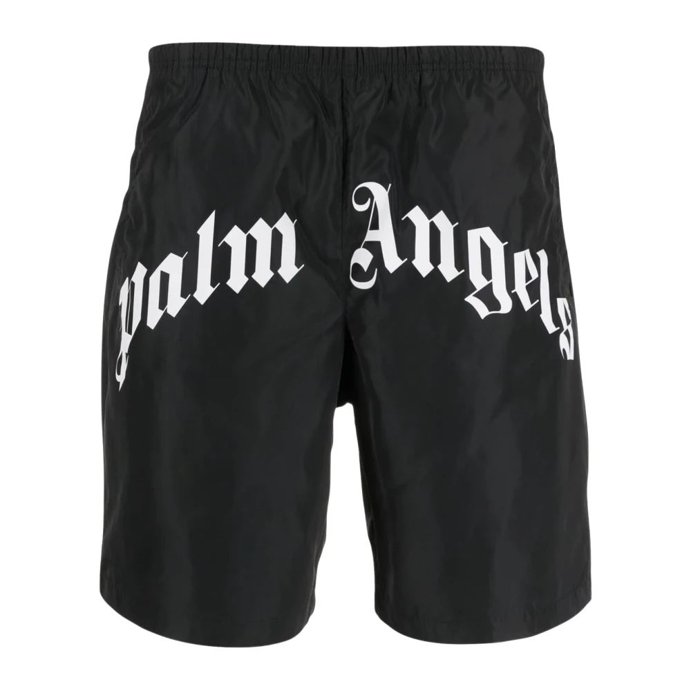 Palm Angels Zwarte Logo Print Zwembroek Limited Edition Black Heren