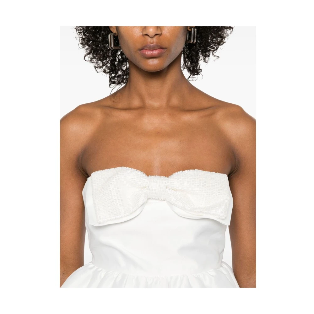 Self Portrait Strapless Witte Jurk met Volle Rok White Dames