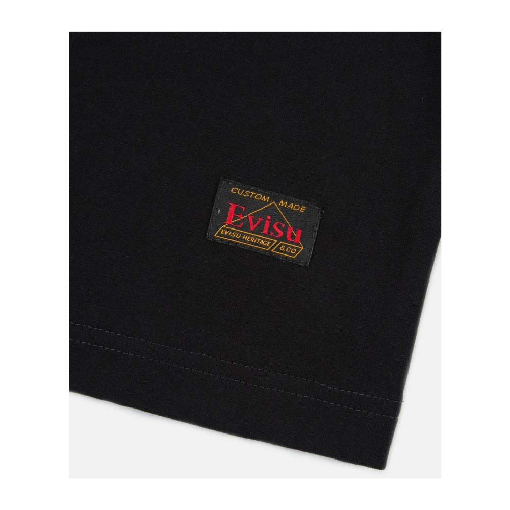 Evisu Zwarte korte mouw T-shirt Black Heren