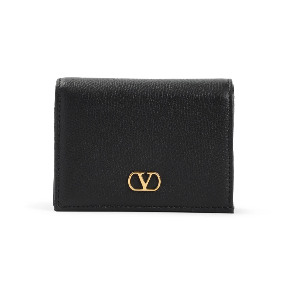 Valentino Garavani Zwarte Leren Portemonnee Stijlvol Accessoire Black Dames