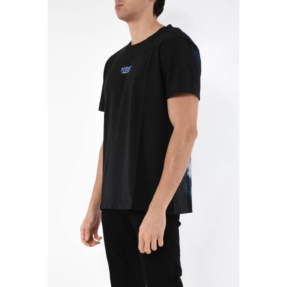 Dondup Jersey T-shirt met voor- en achterprint Black Heren