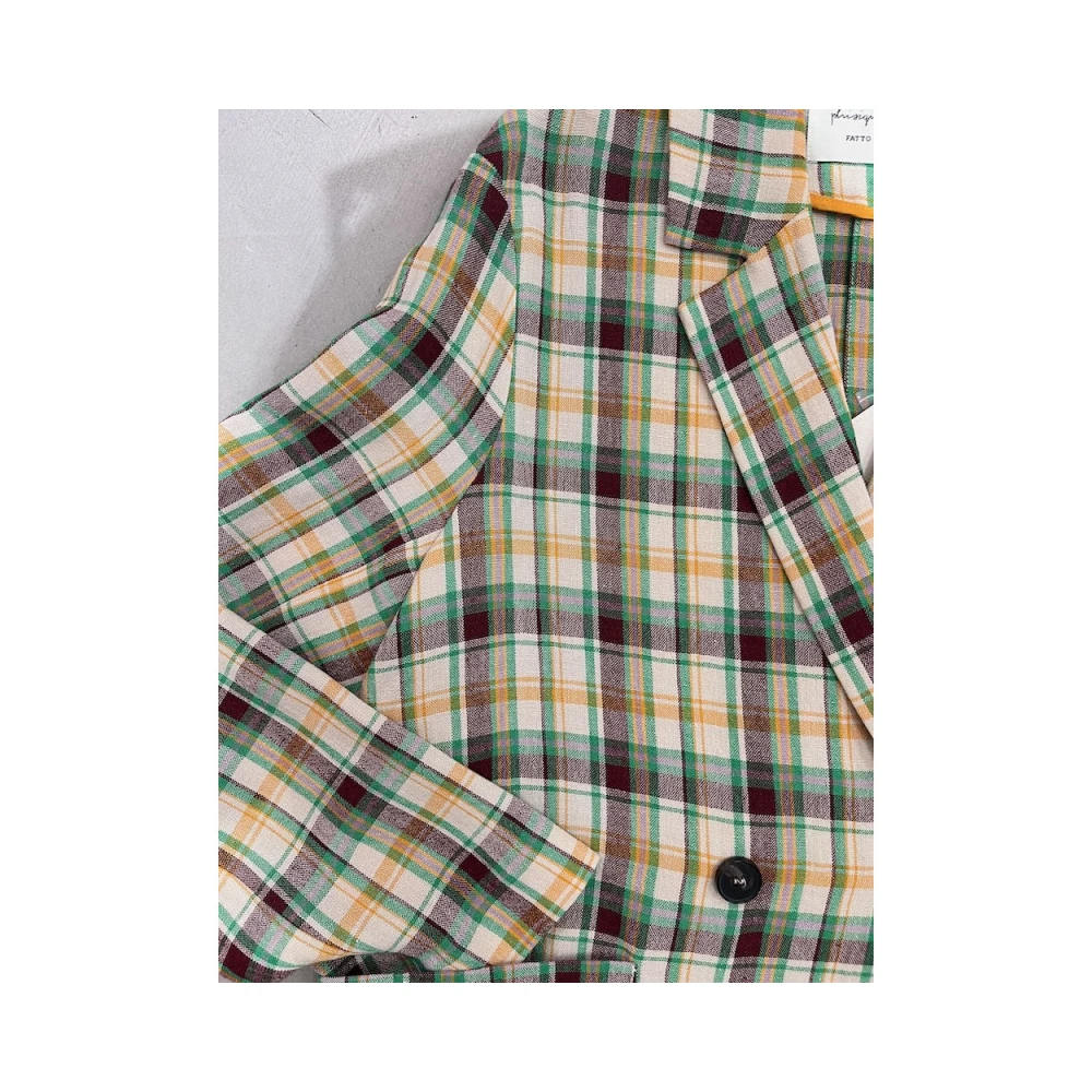 Phisique du Role Geruite Linnen Blazer Multicolor Dames