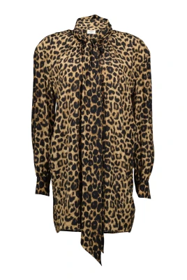 Leopard Print Silk Midi Dress