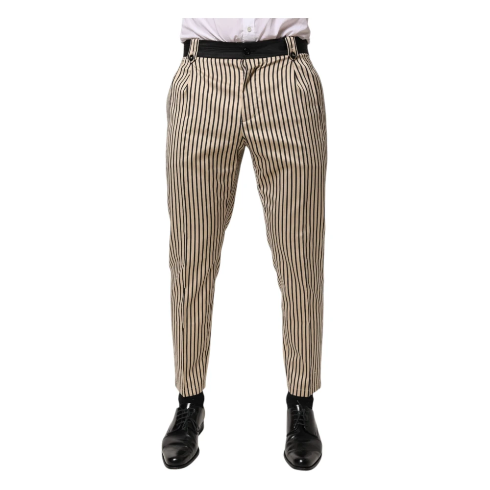 Dolce & Gabbana Men's Beige Slim-Fit Trousers, S, Tapered Trousers