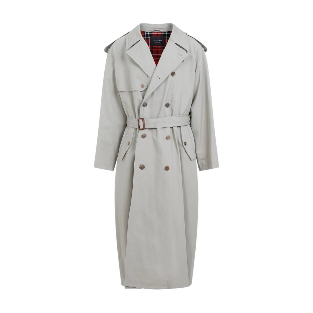 Balenciaga Women's Gray Trench Coats, Xs, Cotton Trench Coat